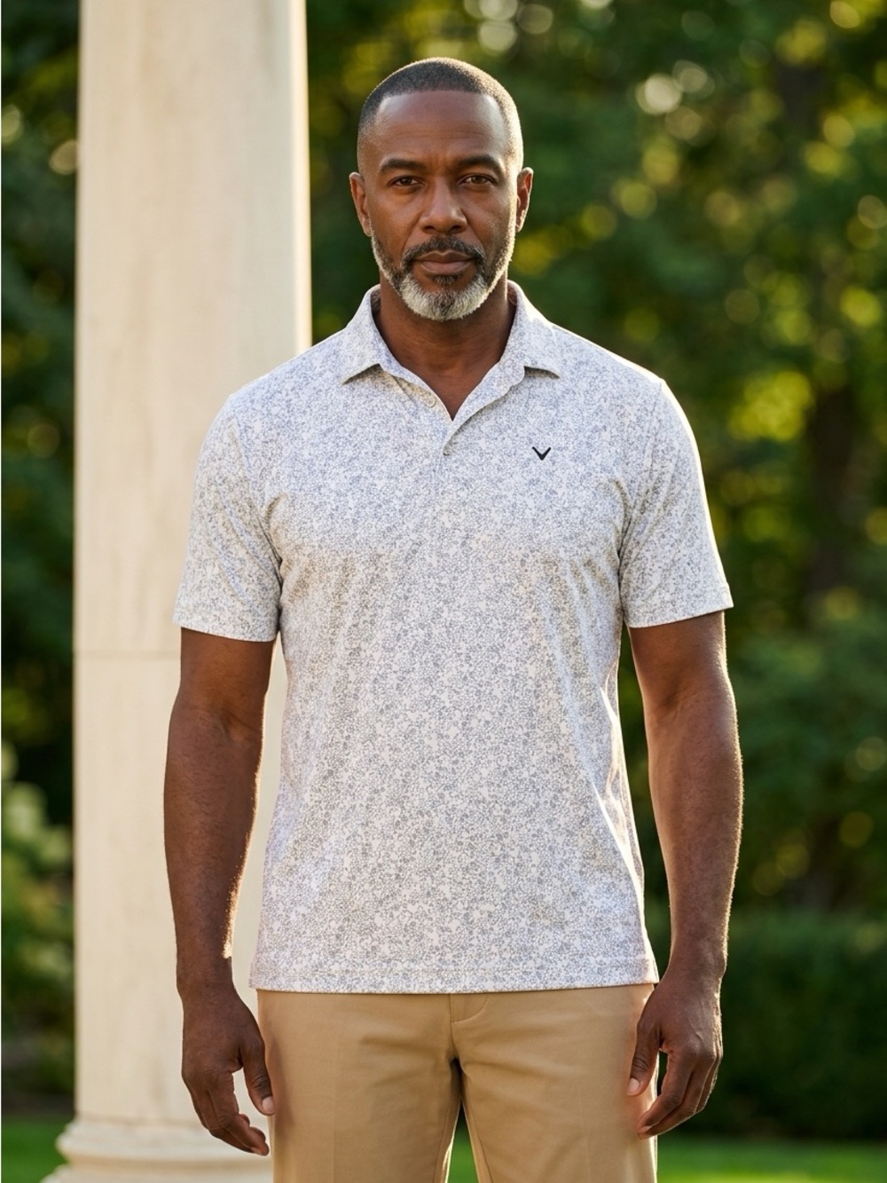 Callaway Men's Heathered White Short-Sleeve Polo